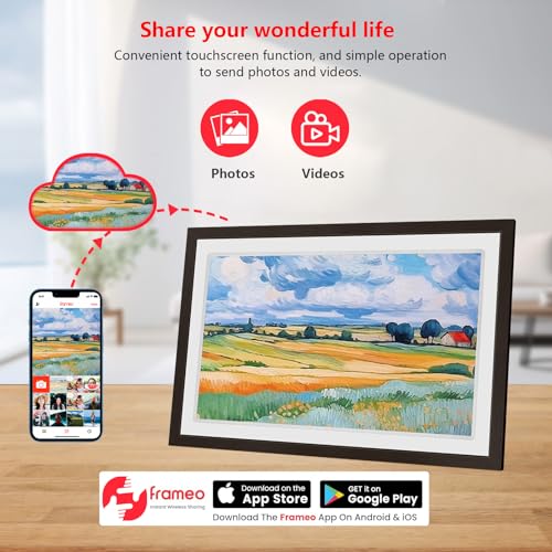 YENOCK FRAMEO Digital Picture Frame Touch Screen 32GB Storage WiFi Smart 21.5 inch Photo Frame, FHD IPS Auto-Rotate, Attach Wall mounting Bracket Share Photos or Videos Instantly via Frameo APP - Image 5