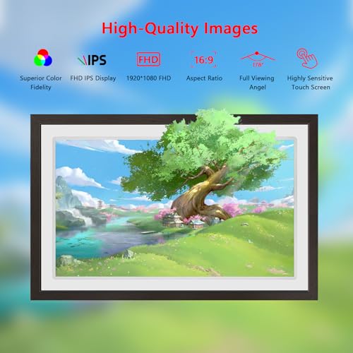 YENOCK FRAMEO Digital Picture Frame Touch Screen 32GB Storage WiFi Smart 21.5 inch Photo Frame, FHD IPS Auto-Rotate, Attach Wall mounting Bracket Share Photos or Videos Instantly via Frameo APP - Image 3