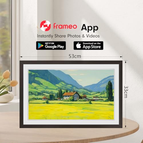 YENOCK FRAMEO Digital Picture Frame Touch Screen 32GB Storage WiFi Smart 21.5 inch Photo Frame, FHD IPS Auto-Rotate, Attach Wall mounting Bracket Share Photos or Videos Instantly via Frameo APP - Image 2