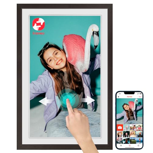 YENOCK FRAMEO Digital Picture Frame Touch Screen 32GB Storage WiFi Smart 21.5 inch Photo Frame, FHD IPS Auto-Rotate, Attach Wall mounting Bracket Share Photos or Videos Instantly via Frameo APP - Image 1