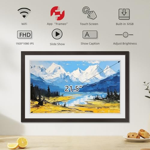 YENOCK FRAMEO Digital Picture Frame Touch Screen 32GB Storage WiFi Smart 21.5 inch Photo Frame, FHD IPS Auto-Rotate, Attach Wall mounting Bracket Share Photos or Videos Instantly via Frameo APP - Image 4