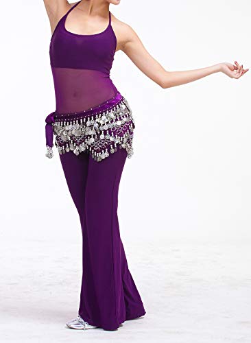 Aivtalk Women Belly Dance Skirt Hip Scarf Wrap Costume Triangle Tribal Belt Performance Practice Clothing Wear Purple & Silver - Image 2