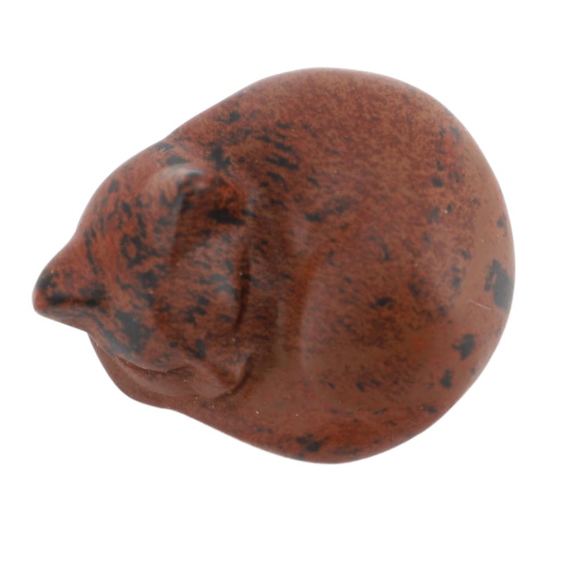 Red Obsidian Crystal Sleeping Cat Statue Compact Home Desk Decor - Image 5