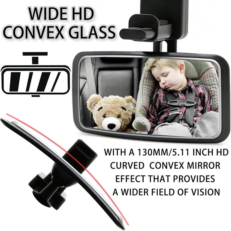 JONMON Baby Car Mirror ClipOn Adjustable 360 Degree Angle Wide HD Convex Glass Rearview Facing Back Seat Automotive Interior Rear View Mirror for Clip on Car Truck Sun Visor - Image 5