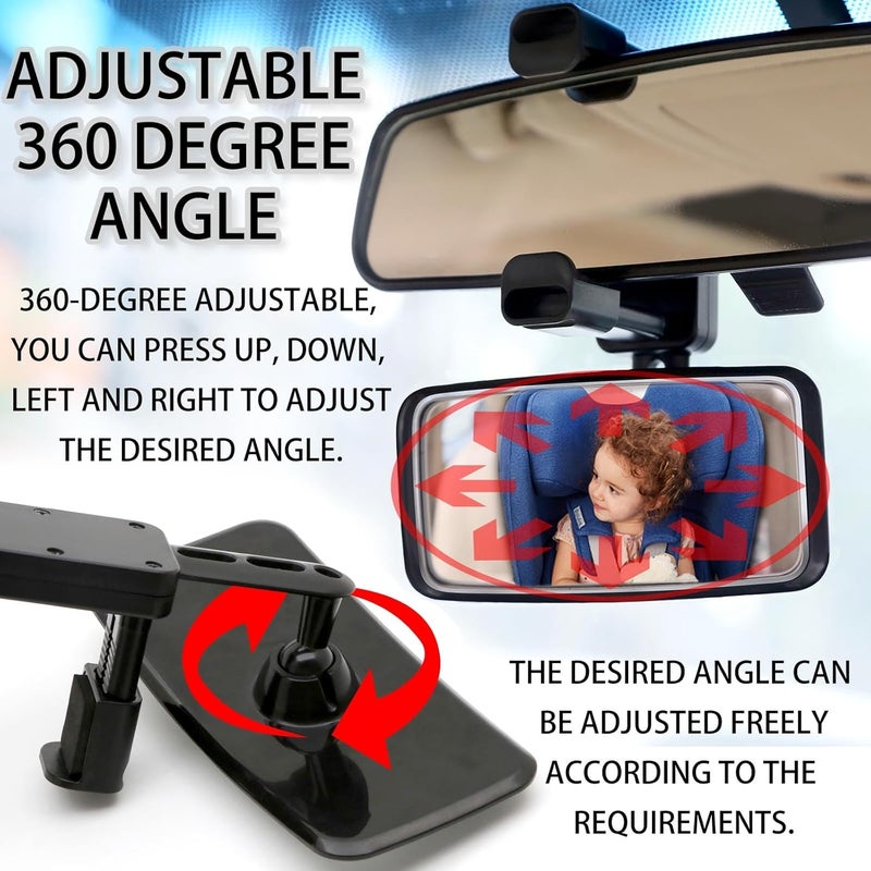 JONMON Baby Car Mirror ClipOn Adjustable 360 Degree Angle Wide HD Convex Glass Rearview Facing Back Seat Automotive Interior Rear View Mirror for Clip on Car Truck Sun Visor - Image 4