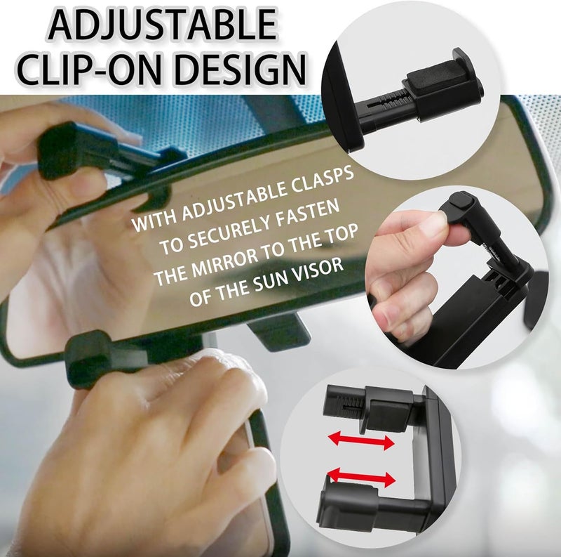 JONMON Baby Car Mirror ClipOn Adjustable 360 Degree Angle Wide HD Convex Glass Rearview Facing Back Seat Automotive Interior Rear View Mirror for Clip on Car Truck Sun Visor - Image 3