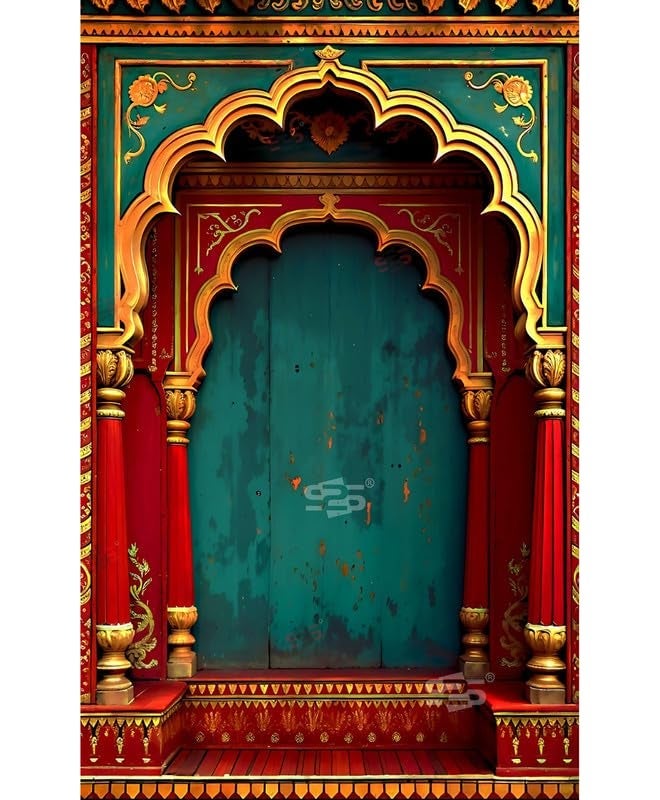 S2S قماش خلفية قوس مارون أنيق لتزيين البوجا التقليدي، قماش تزيين خلفية | قماش ستارة لجميع المهرجانات والفعاليات والمناسبات - (5 × 8 قدم) (قوس مارون) - Image 1