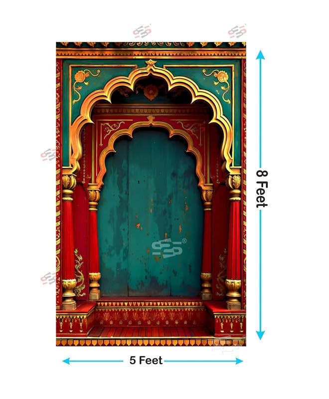 S2S قماش خلفية قوس مارون أنيق لتزيين البوجا التقليدي، قماش تزيين خلفية | قماش ستارة لجميع المهرجانات والفعاليات والمناسبات - (5 × 8 قدم) (قوس مارون) - Image 3