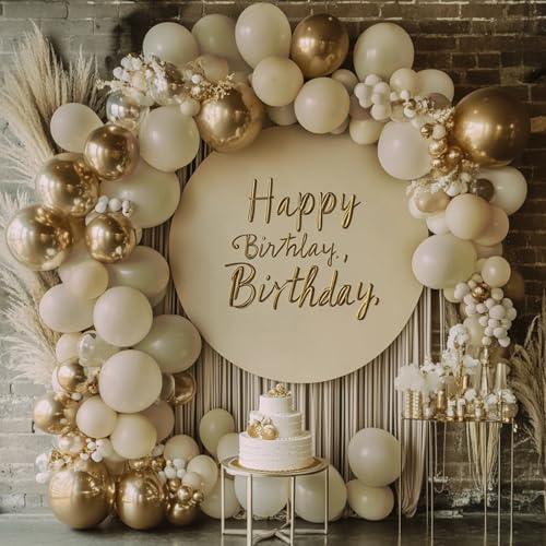 RUBFAC 129pcs Sand White Balloons Different Sizes 18 12 10 5 Inches, Cream Beige Latex Balloon Garland Arch for Birthday Party Graduation Wedding Anniversary Baby Shower Decoration - Image 4