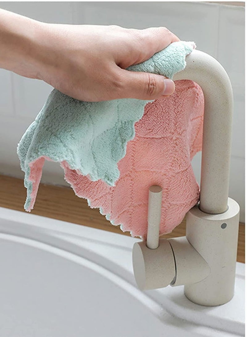 NIBEMINENT Dish Towels, Cleaning Cloth, 10 Pcs Kitchen Dishcloth Microfiber, Super Absorbent Velvet Cloths for Dishes and Cars - Image 3