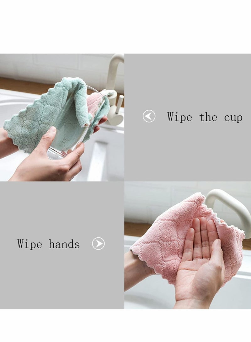 NIBEMINENT Dish Towels, Cleaning Cloth, 10 Pcs Kitchen Dishcloth Microfiber, Super Absorbent Velvet Cloths for Dishes and Cars - Image 5