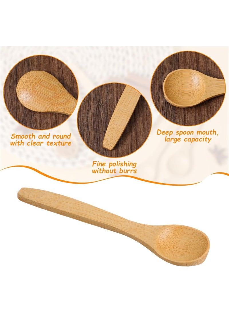 6 ملاعق من الخيزران، ملاعق خشبية صغيرة بطول 5.12 بوصة، ملاعق شاي صغيرة متعددة الاستخدامات للتوابل والعسل والآيس كريم والقهوة، أدوات مطبخ وتقديم. - Image 3