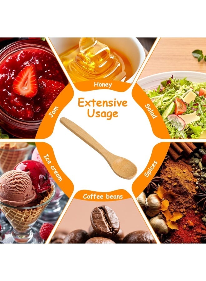 6 ملاعق من الخيزران، ملاعق خشبية صغيرة بطول 5.12 بوصة، ملاعق شاي صغيرة متعددة الاستخدامات للتوابل والعسل والآيس كريم والقهوة، أدوات مطبخ وتقديم. - Image 4