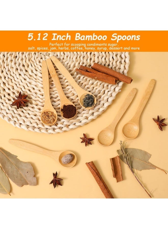6 ملاعق من الخيزران، ملاعق خشبية صغيرة بطول 5.12 بوصة، ملاعق شاي صغيرة متعددة الاستخدامات للتوابل والعسل والآيس كريم والقهوة، أدوات مطبخ وتقديم. - Image 5