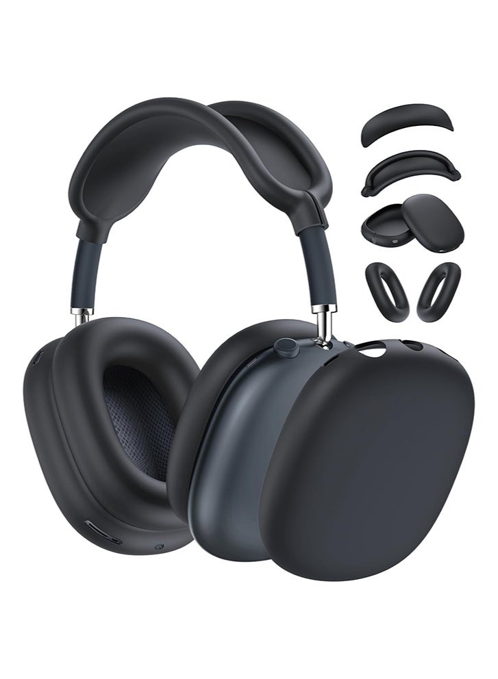 4-in-1 Silicone Case Set for Apple AirPods Max (2020/2024, USB-C/Lightning) - Anti-Scratch, Sweatproof, Dustproof, Waterproof Protection, Black - Image 1
