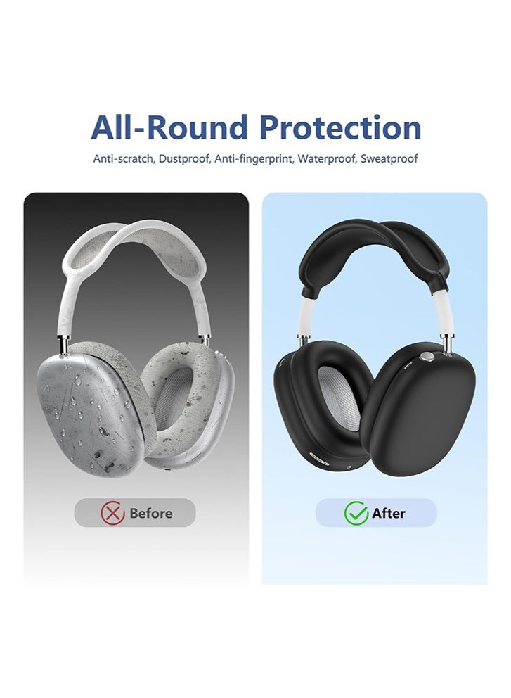 4-in-1 Silicone Case Set for Apple AirPods Max (2020/2024, USB-C/Lightning) - Anti-Scratch, Sweatproof, Dustproof, Waterproof Protection, Black - Image 4