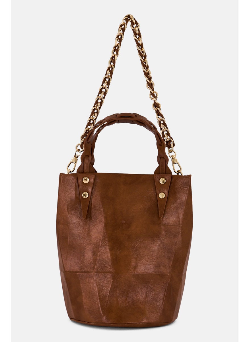 SISLEY Women Hardware Logo Shoulder Bag, Brown  - Image 2
