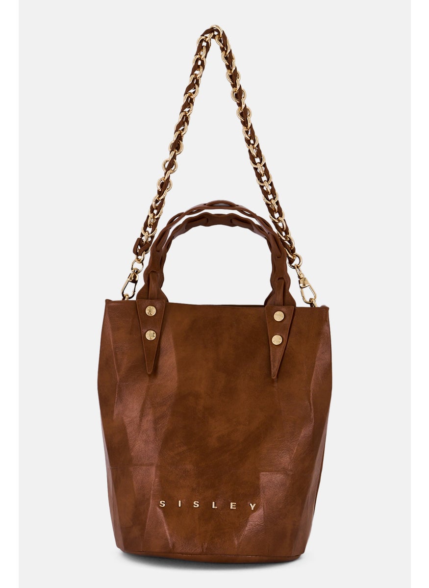 SISLEY Women Hardware Logo Shoulder Bag, Brown  - Image 1