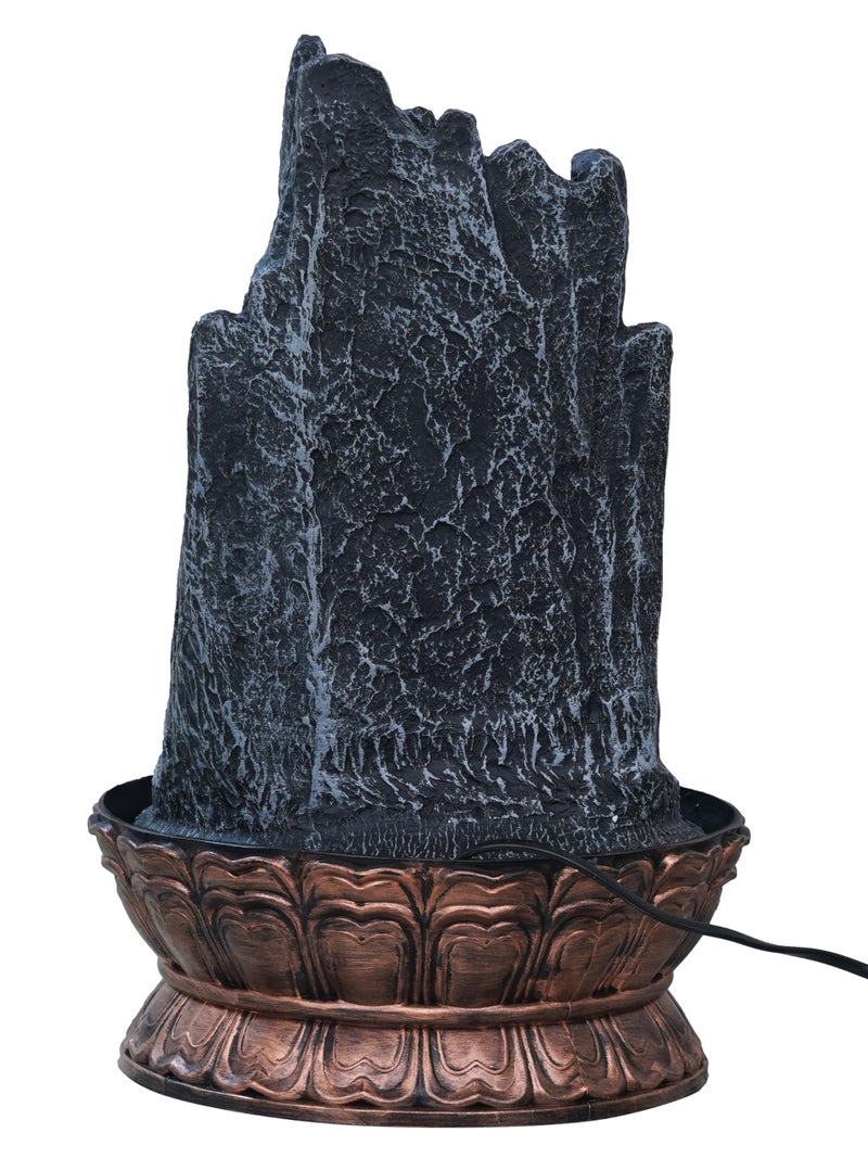 CHRONIKLE Golden and Grey Polyresin Tabletop Lord Shiva Rock Finish Indoor Waterfall Fountain for Home Decor with LED & Speed Control Pump (Size: 27 x 27 x 43CM | Weight: 2060Gram) - Image 4