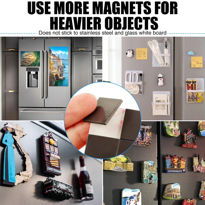 CHUNNIAO Magnetic Squares with Adhesive Backing(96 PCS Each 3/4" x 3/4"),Self Sticky Pre-Cut Magnet Tape Strip for Family Activities,Peel and Stick for Cards/Picture/Poster (80mil Magnet) - Image 4