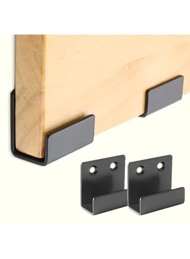 2 Pack Black Heavy Duty Stainless Steel Picture Hanging Brackets Wall Mount Rust Free Includes Screws Suitable For Framed Art Furniture And Bathroom Easy Installation Metal Hanging Hardware - Image 2