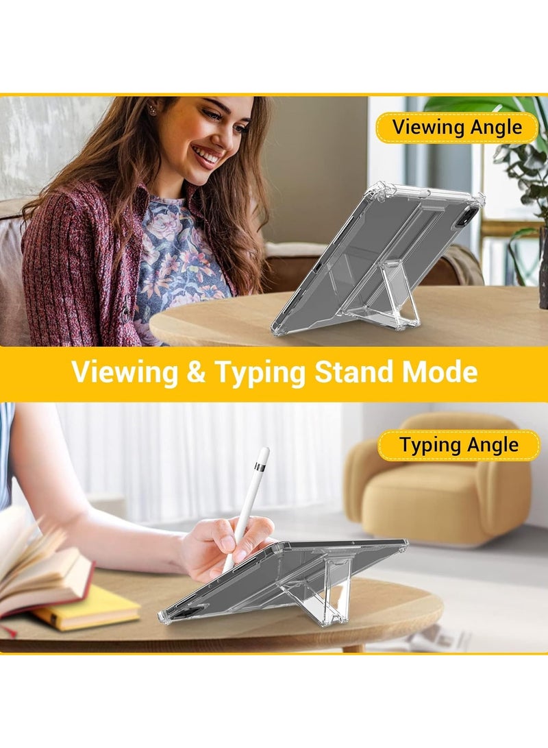 جراب شفاف مزود بحامل لجهاز iPad Air 13 بوصة M3 2025، M2 2024/iPad Pro 12.9 (2022/2021/2020/2018) مقاوم للصدمات، نحيف، مقاوم للاصفرار، غطاء مزود بحامل، وحامل قلم - شفاف - Image 2