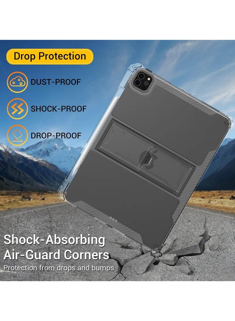 جراب شفاف مزود بحامل لجهاز iPad Air 13 بوصة M3 2025، M2 2024/iPad Pro 12.9 (2022/2021/2020/2018) مقاوم للصدمات، نحيف، مقاوم للاصفرار، غطاء مزود بحامل، وحامل قلم - شفاف - Image 3