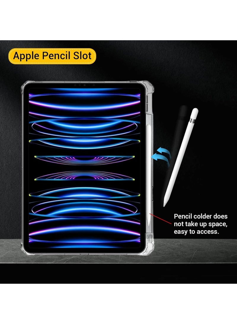 جراب شفاف مزود بحامل لجهاز iPad Air 13 بوصة M3 2025، M2 2024/iPad Pro 12.9 (2022/2021/2020/2018) مقاوم للصدمات، نحيف، مقاوم للاصفرار، غطاء مزود بحامل، وحامل قلم - شفاف - Image 4