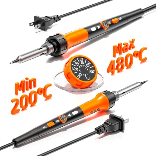 MEAKEST Soldering Iron Premium Kit, 60W Soldering Gun with Ceramic Heater, 12-in-1 Soldering Tool, Adjustable Temperature 200 to 450°C, Includes Soldering Iron Tip, Solder Wire, Pump and Paste - Image 3