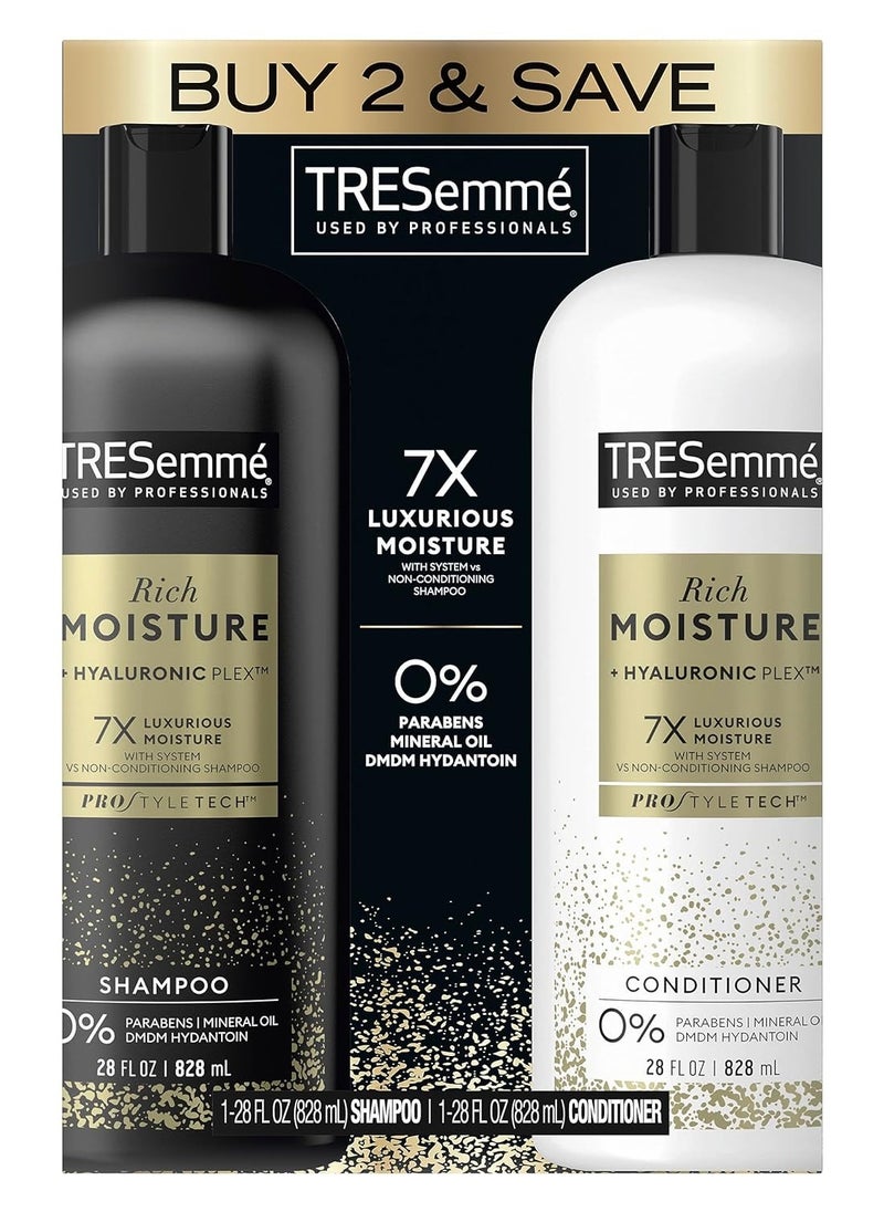 TRESemmé TRESemmé Rich Moisture Shampoo and Conditioner Rich Moisture Pack of 2 for Dry Hair Formulated With Vitamin E and Biotin 28 oz  - Image 1