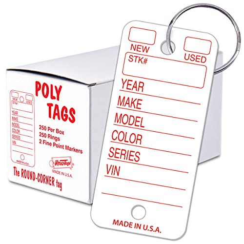 Versa-Tags 250 Tear-Proof Poly Key Tags - Plastic Key Tags for Automotive, Truck, or RV Dealerships (White), Made in USA - Image 1