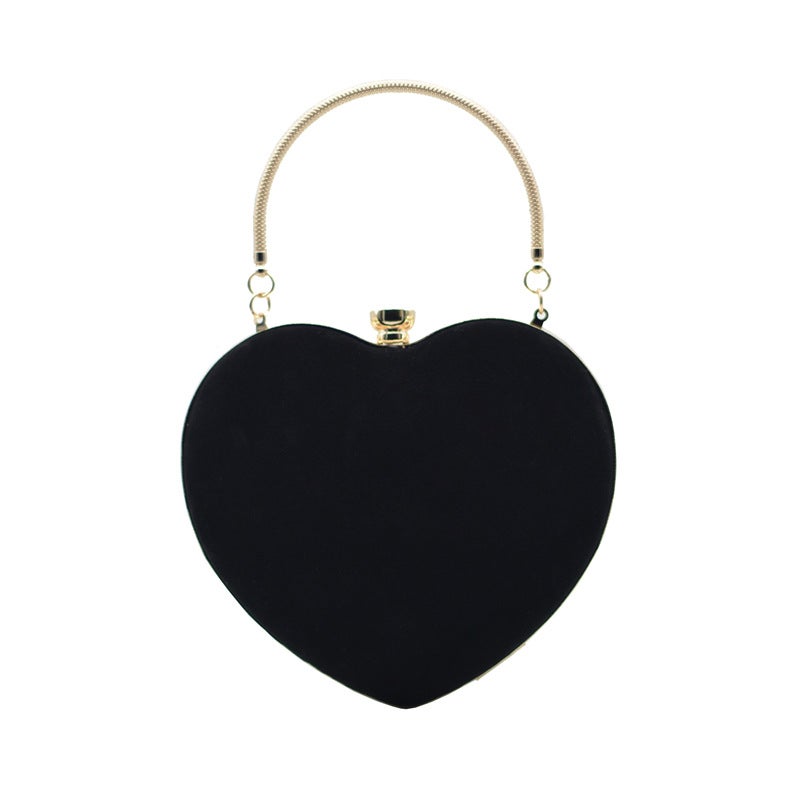 Factory New Ladies Handbag Velvet Love Bag Dinner Bag Peach Heart-Shaped Banquet Bag Evening Bag - Image 5