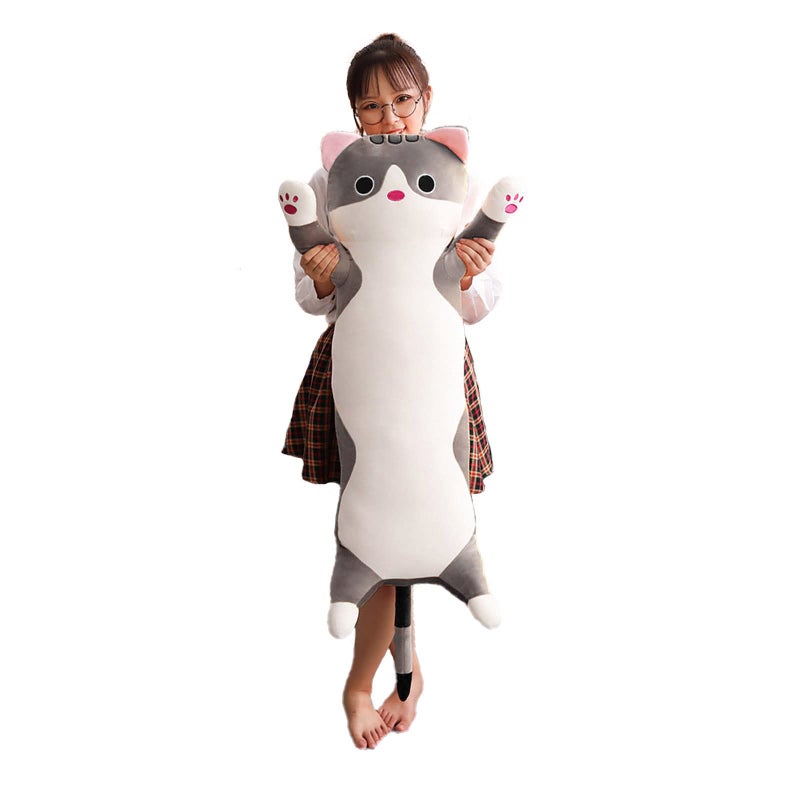 Jensquaify Long Cat Plush Pillow Soft Cat Stuffed Animals Body Pillow Kitten Plush Hugging Pillow Toy Gifts for Kids Gray 354 inch
