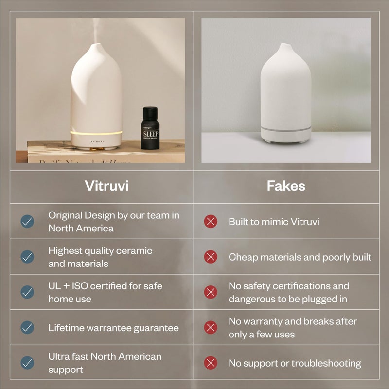 Vitruvi Stone Diffuser, Ceramic Ultrasonic Essential Oil Diffuser for Aromatherapy | Ceramic Diffuser, Diffusers for Home, Oil Diffuser, Room Decor | Suede, 90ml Capacity - Image 4