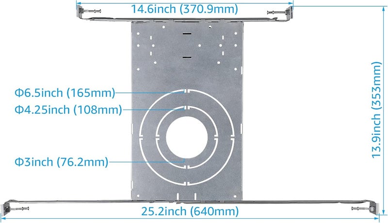 TORCHSTAR New Construction Mounting Plate, 3/4/6 Inch LED Recessed Lighting Kits, Compatibility Upgrade, Extendable Hanger Bars, Shallow Recessed Light Housing, Pack of 6 - Image 3