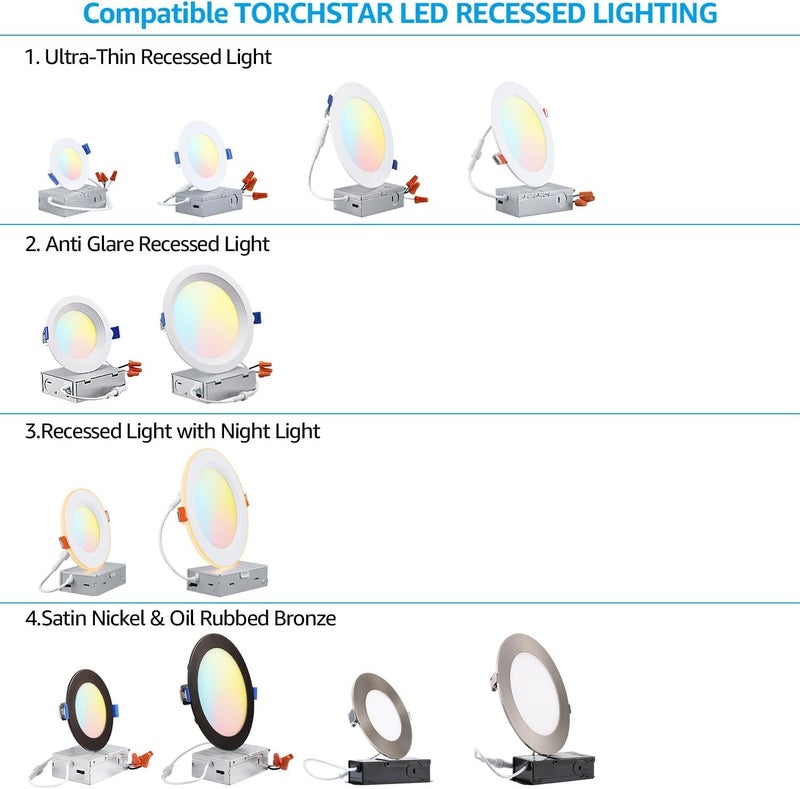 TORCHSTAR New Construction Mounting Plate, 3/4/6 Inch LED Recessed Lighting Kits, Compatibility Upgrade, Extendable Hanger Bars, Shallow Recessed Light Housing, Pack of 6 - Image 5