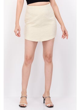 Women Textured Mini Skirt, Beige
