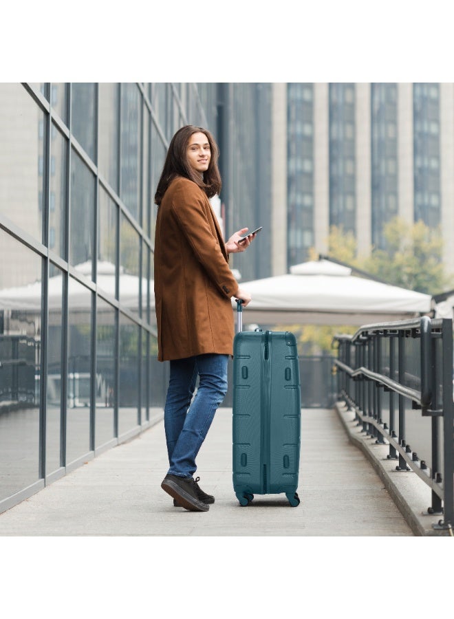 SENATOR Lightweight Checked Bag Durable Hard Shell Luggage 28 Inches Suit Case for Travel A1012 ABS Large Hard sided Luggage with Spinner Wheels 4 Checked Luggage 28-Inch, Dark Teal - Image 2