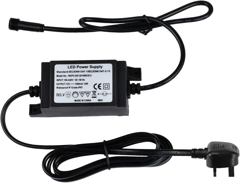 LED Driver Adapter 12W 12V, LED Power Supply Waterproof IP67, Low Voltage Led Transformers for /FVTLED/GEYUEYA Home Led Decking Light