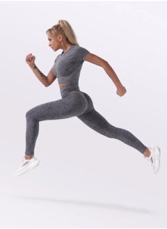 Seamless Yoga Set for Women | Grey High-Waist Gym Leggings and Crop Top | Comfortable Activewear for Yoga, Fitness, and Workouts - pzsku/Z93318B84768BABC78967Z/45/_/1639089987/0ae1ee44-f8c1-4130-acd0-3f753211e3ff