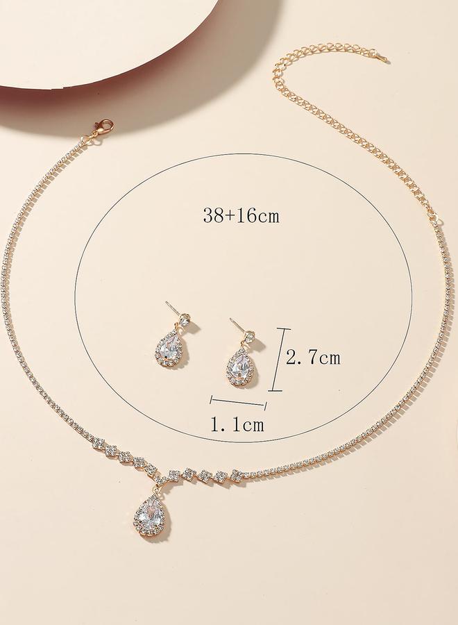 تايك تو طقم عقد مع أقراط مزين بقطرة كريستال - Image 5