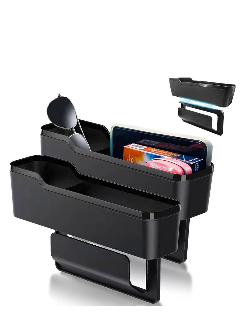 SYOSI Car Seat Gap Filler Organizer, Multifunctional Base Removable Car Organizer Storage Box Front Seat Car Accessories for CellPhone Glasses Drinks Coin Key, Black, 2 Pcs - Image 1