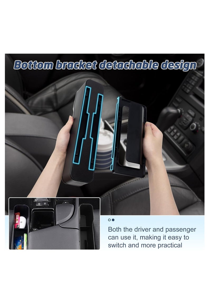 SYOSI Car Seat Gap Filler Organizer, Multifunctional Base Removable Car Organizer Storage Box Front Seat Car Accessories for CellPhone Glasses Drinks Coin Key, Black, 2 Pcs - Image 4