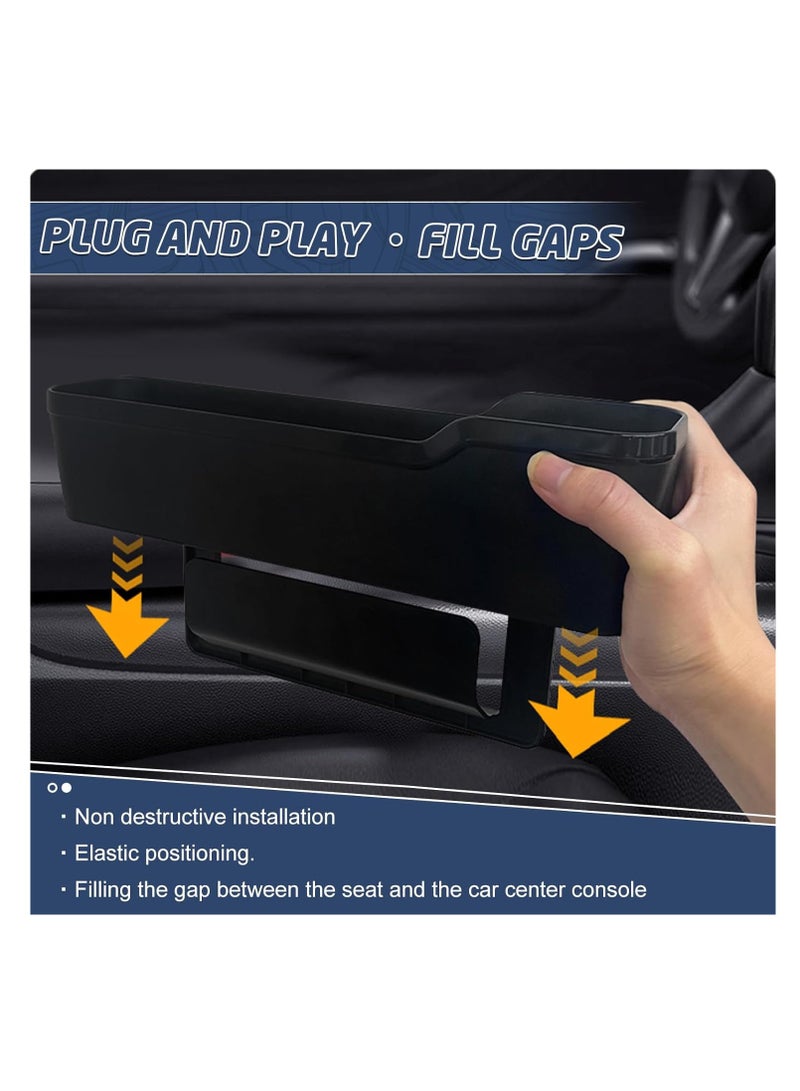 SYOSI Car Seat Gap Filler Organizer, Multifunctional Base Removable Car Organizer Storage Box Front Seat Car Accessories for CellPhone Glasses Drinks Coin Key, Black, 2 Pcs - Image 5