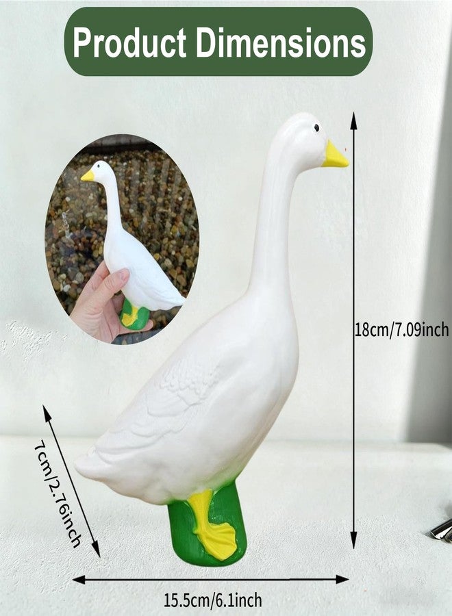 YIHAOSSING Goose Statue 7 inch,White Resin Goose Figurine Ornament, Desktop Goose Figurines Ornament Mini Desk Goose for Home Indoor Outdoor Decor - Image 2
