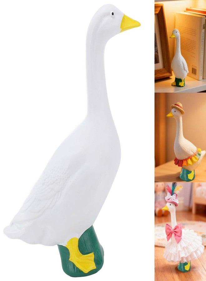 YIHAOSSING Goose Statue 7 inch,White Resin Goose Figurine Ornament, Desktop Goose Figurines Ornament Mini Desk Goose for Home Indoor Outdoor Decor - Image 1