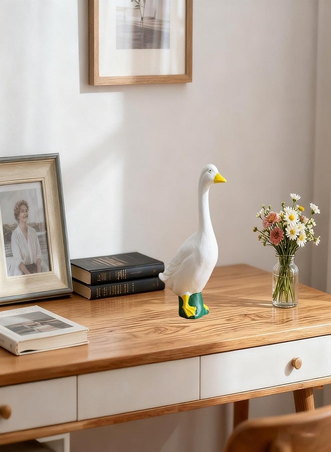 YIHAOSSING Goose Statue 7 inch,White Resin Goose Figurine Ornament, Desktop Goose Figurines Ornament Mini Desk Goose for Home Indoor Outdoor Decor - Image 3