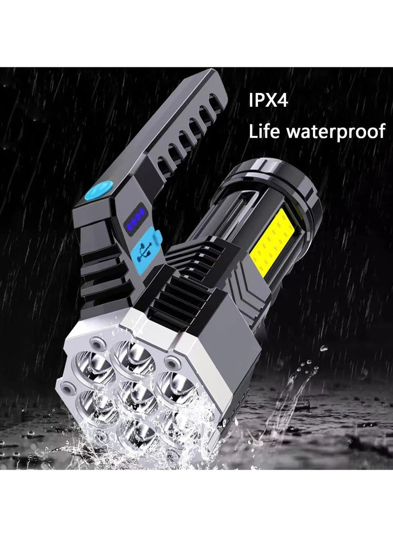 Super Bright Rechargeable LED Flashlight  Camping Lantern, Handheld Searchlight with Handle for Hunting, Hiking  Outdoor Adventures, Black - Image 5