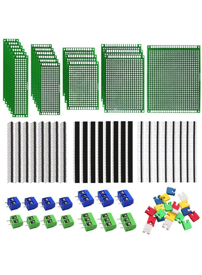 Sunxeke 17 Values Double Sided PCB Board Kit for DIY Soldering and Electronic Project Circuit Boards Compatible with Arduino Kits, 2.54mm Male and Female Header Connector - Image 1