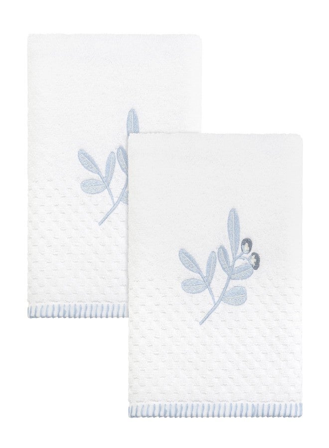 IZOD - Hand Towels, Soft & Absorbent Embroidered Cotton with Textured Terry Weave, Evergreen Bathroom Decor (Kingsley Collection, 2-Pack) - Image 1